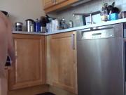 Naked in the kitchen..