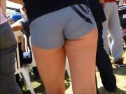 Nice ass in blue shorts on the street