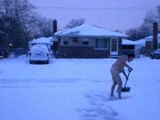 Nude snow shoveling cotin'd
