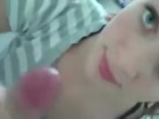 Cute girls sucks and strokes to get the cum in her mouth