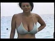 hot big tit mom at the beach