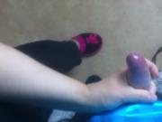 My chubby wife give me a handjob cum on condom