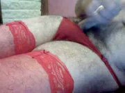Red stockings and cum soaked thong