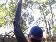 Cumming in the woods with a dildo