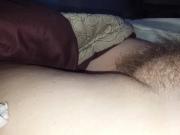 rubbing the wifes sexy soft hairy pussy mound