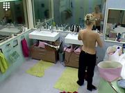 Big Brother NL Hot Blonde Teen Girl bathroom strip