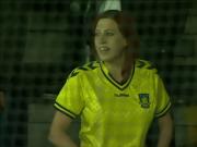 Brondby soccer fan flashes nice boobs in public