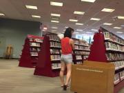 Japanese babe's sweet ass in library