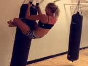 blonde dry humps a kick bag! non-nude