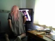 Pink haired CD prison slut