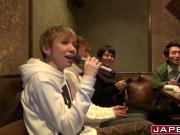 Asian homosexuals at karaoke turn to anal foursome