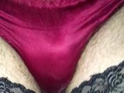 Red silk panties and hold ups Part 1