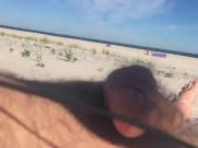 Hands free, cum on beach