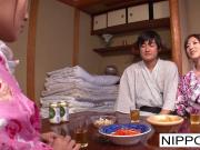Japanese geisha gets fucked while her girlfriend is relaxing
