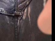 Guy in wet skintight Levi's