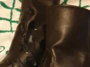 Lots of cum for wife's ankle boots