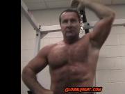 Older Muscleman Daddy Flexing Gym