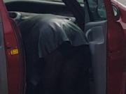 Pantyhose upskirt car washing