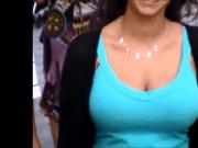 Candid Boobs: Slim Busty Hispanic Women Blue Tops 2