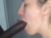 GF deepthroat and gag on a Big Black Cock