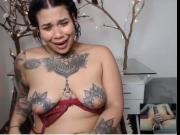 Tattooed hot latina webcam reaction