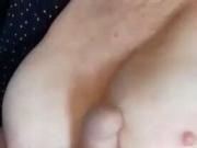 Granny strokes cock cum on tits