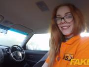 Fake Driving School Swotty ginger student has pussy filled