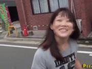 Asian leaves piss stream outdoors