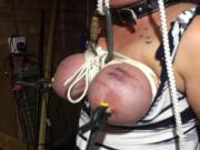 More tit torture 2, tied and caned