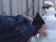 Girl records herself fucking a snowman