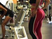 Mixed girl with big ass in spandex at the gym