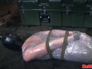 Foil wrapped sub fucked and electro punished