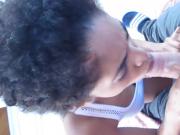 Brown girl sucking my dick on balcony