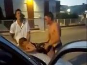 Spanish teen fucking on the street with two men