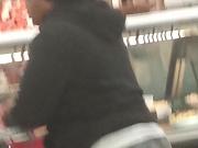 Round booty black woman in Grey Capri pantsno drawls