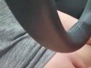 Milf wife masturbates to orgasm in the car with vibrator