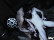 Three twinkie vamps fuck one another hard in the back alley