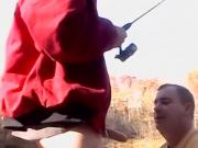 Fisherman blown by naughty daddy in the outdoors