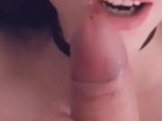 Sexy amateur girlfriend slapping herself with a cock