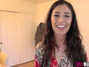 Irresistible young babe facialized after riding stepbro cock
