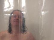 BBW mom with hairy pussy in the shower