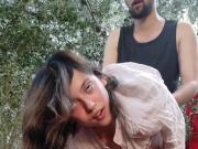 Abusing a little teenager in the woods and I cum inside