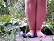 Russian mommy pissing on panties and showing her feet