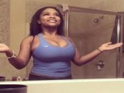 Cute Ebony bouncing her huge titties