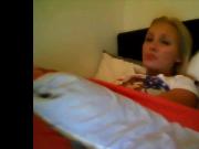 Blonde masturbates under the covers
