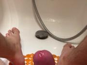 Oil massage, masturbation & CUM in bath