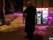 Blindfolded otter barebacked from behind