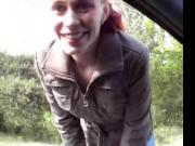 redhead hitchhiker gives blowjob to lucky guy