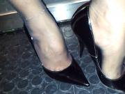 heels feets in nylon
