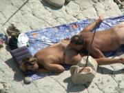 Husband Licking his wife ass & pussy at nudist beach spycam